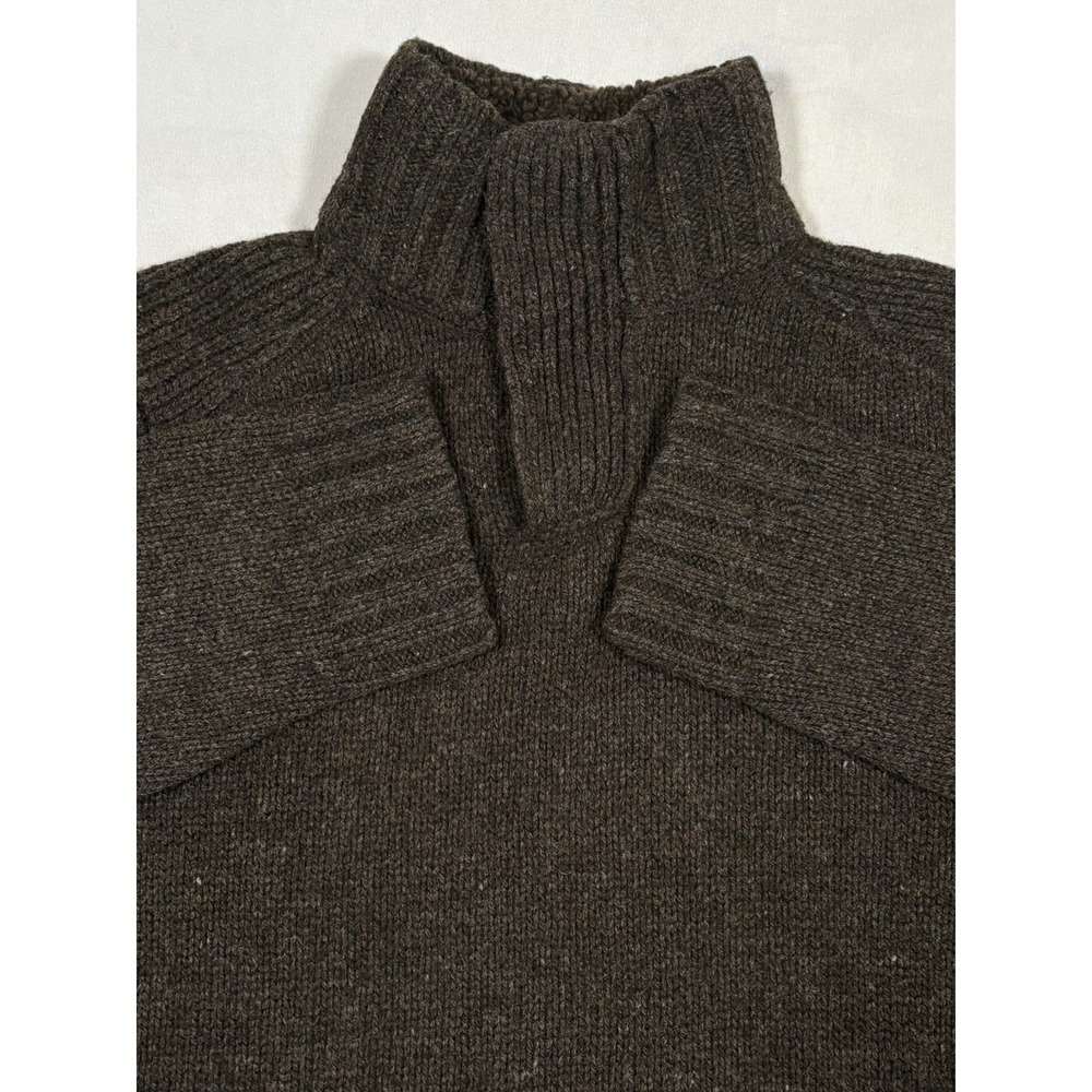 GAP Sweater Men Medium Brown Wool Blend Sherpa Mock Neck Pullover Cable Knit Y2K